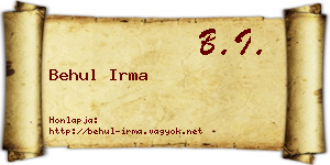 Behul Irma névjegykártya